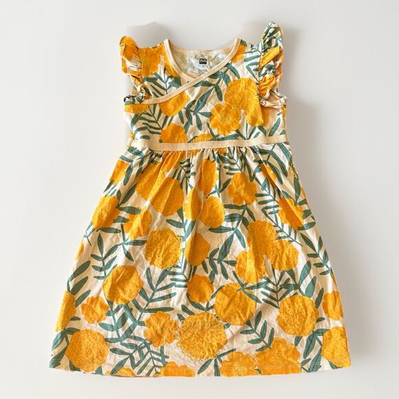 Tea Collection Other - Tea Collection Size 6 Wrap Neck Dress in Marigold Ruffle Sleeve 100% Cotton